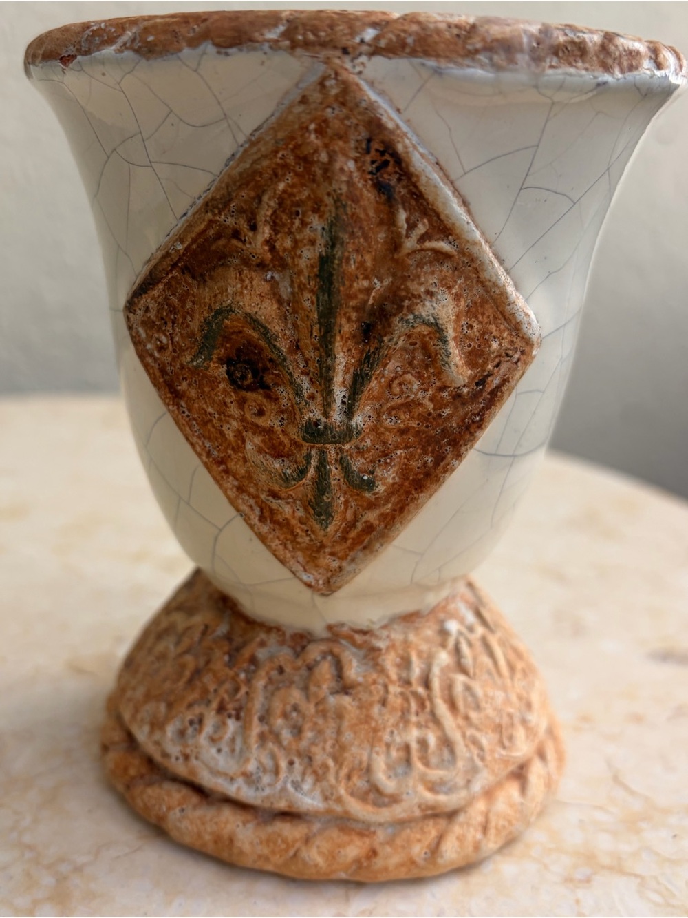 Ceramic Fleur-de-Lis Accent Vase